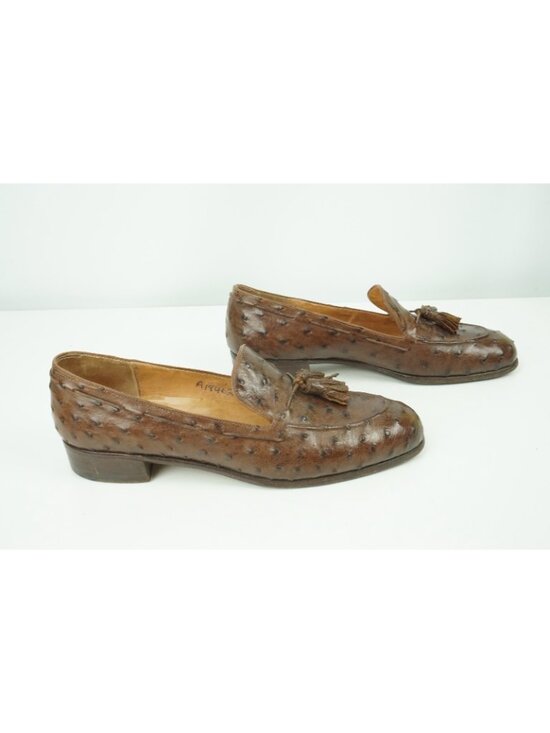 John Lobb Bespoke Ostrich Quill Tassel Loafer Sz 7D